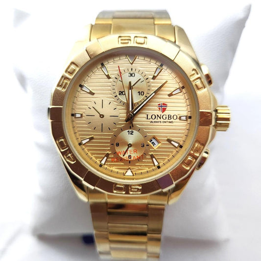 Round face numbered rim wristwatch for men