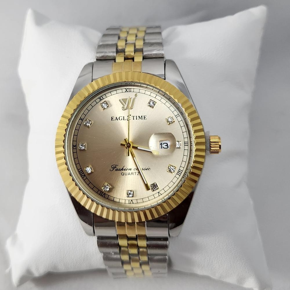 Dual tone elegant wristwatch for men