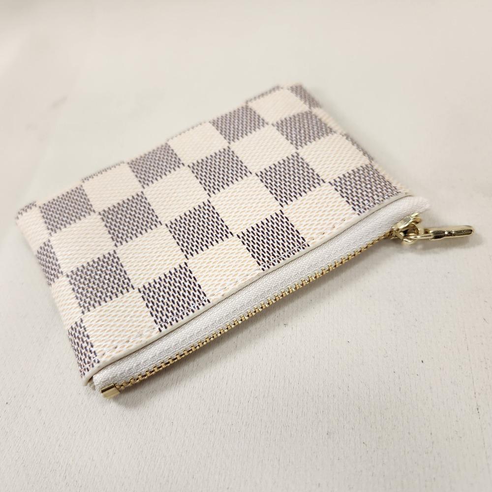 White with black checkered print coin purse