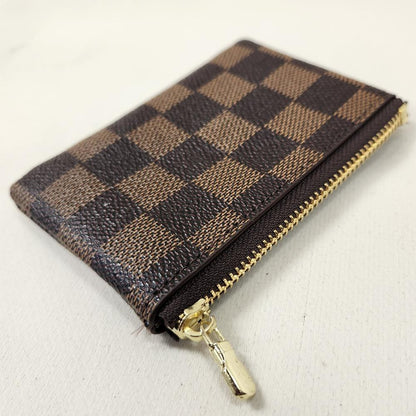 Alternative view of Light and dark brown checkered print coin purse