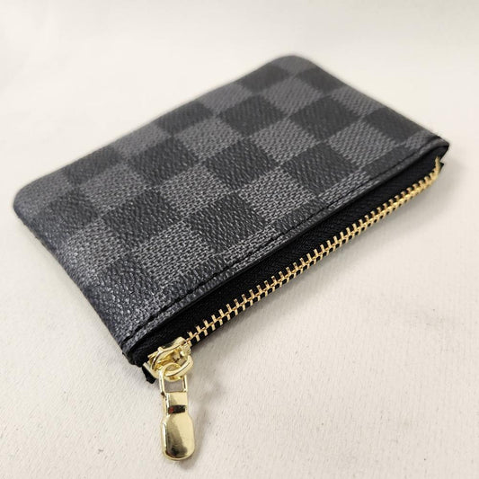 Alternative view of Black and grey checkered print coin purse