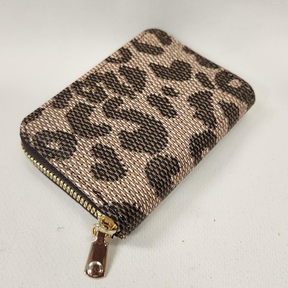 Animal print card holder in shades of brown