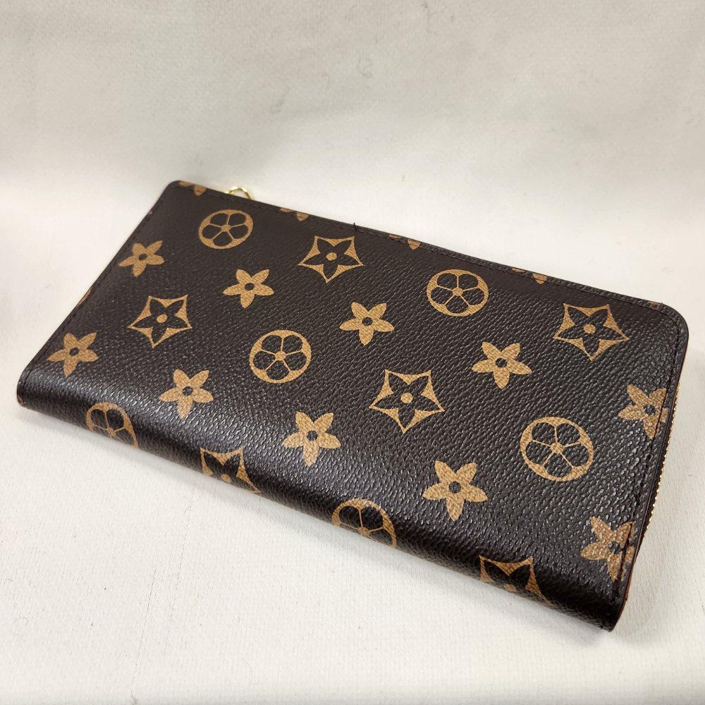 Alternative view of Brown wallet with tan floral pattern