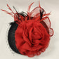 Black and red fascinator top view