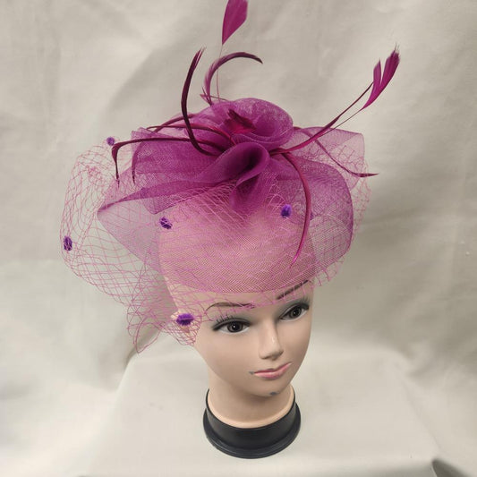 Classic magenta fascinator with veil
