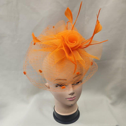 Classic orange fascinator with veil