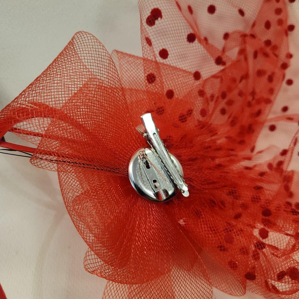 Red fascinator with alligator clip