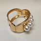 Alternative view of Broad cuff gold bracelet with pearls