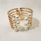 Alternative view of Gold cuff gold bracelet with pearl embellishment