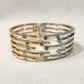 Dual tone trendy gold hinged bracelet with stones