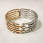 Alternative view of Dual tone trendy gold hinged bracelet with stones