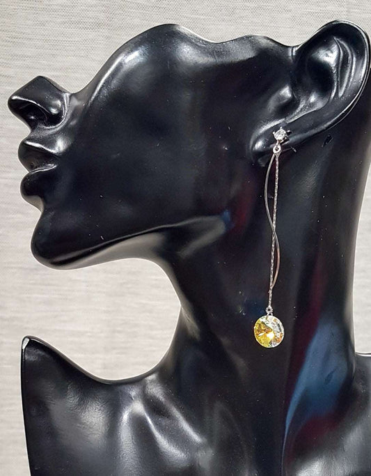 Drop silver color earrings with clear and AB stones