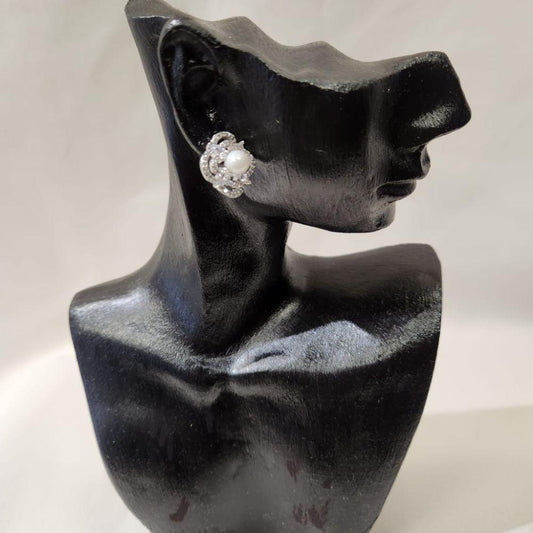 Silverish earrings with stones and pearl