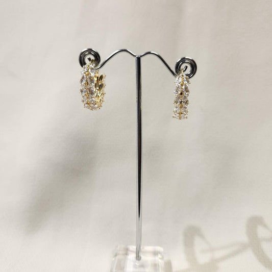 Gold hoop earrings with marquise cut stones