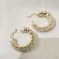 Hinged back post of Gold hoop earrings with marquise cut stones