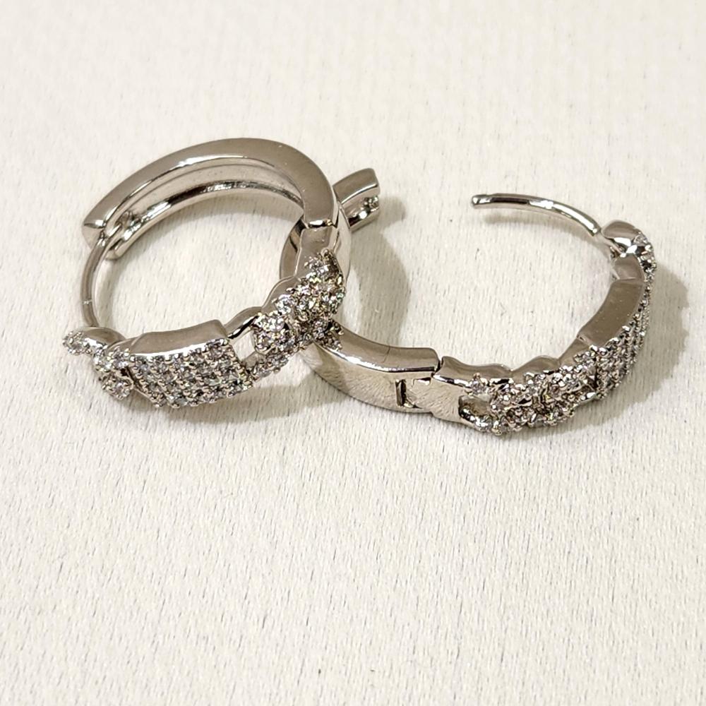 Latch back post of small silver color hoop earrings