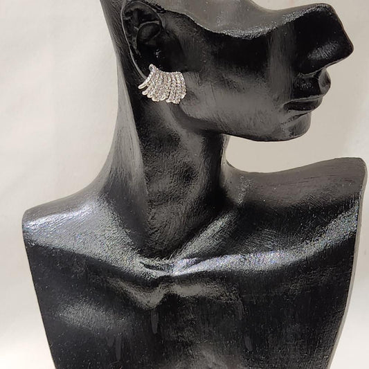 Stone studded stud earrings in silver hued frame