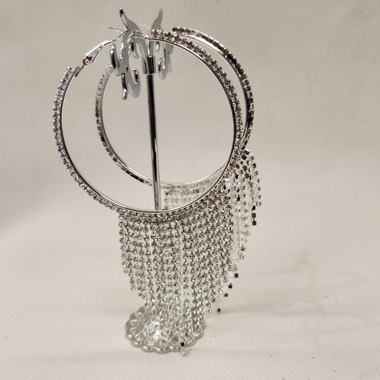 Stone studded large hoops