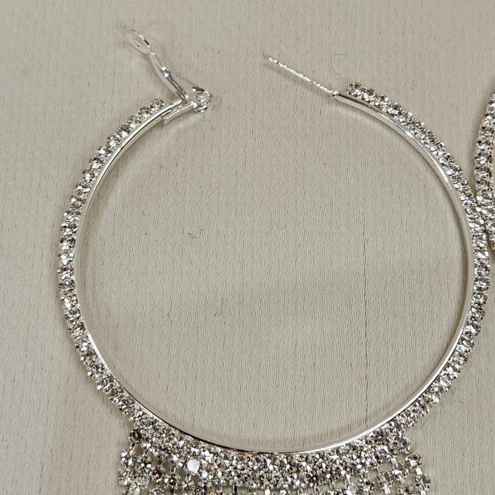 Lever back post of large stone studded hoops
