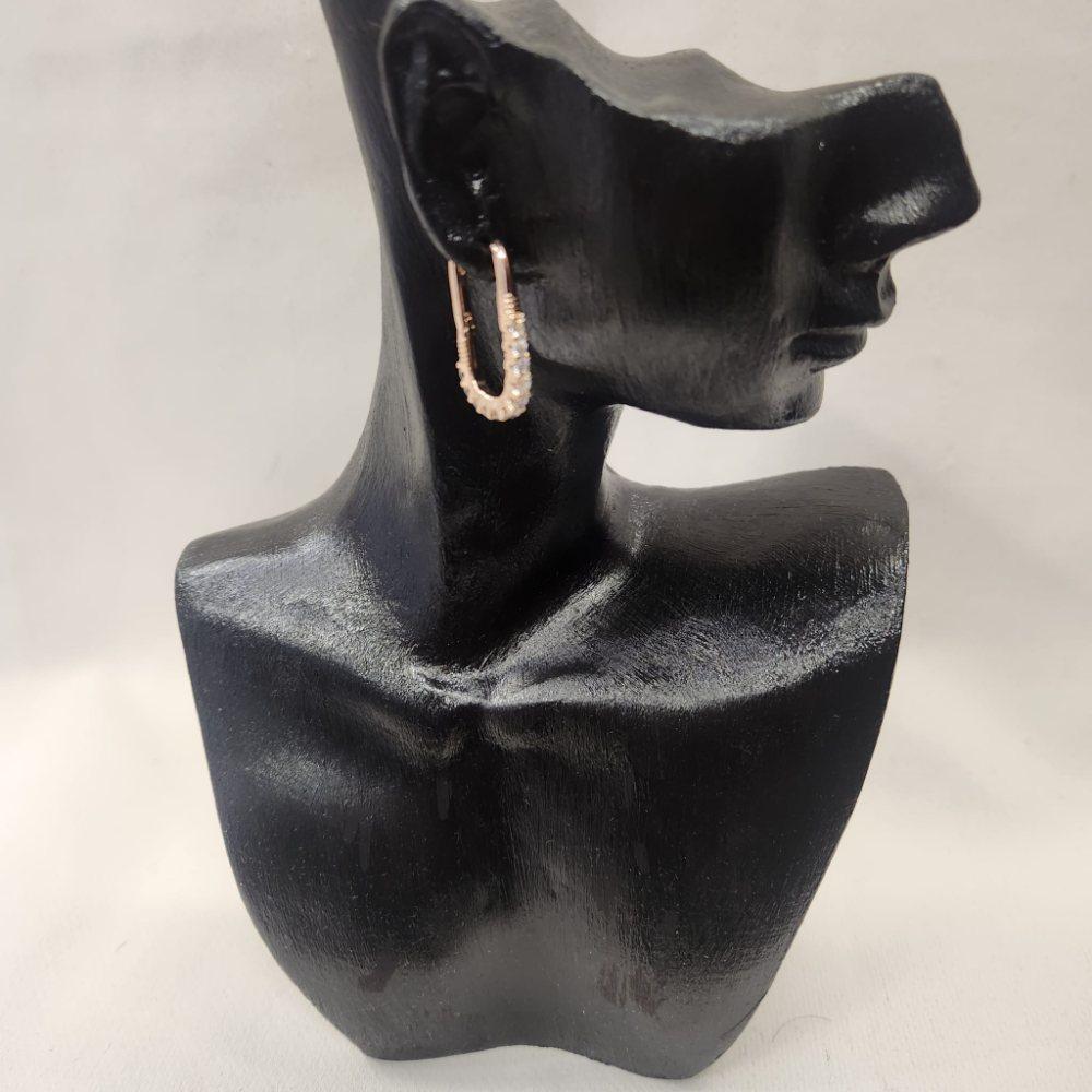 U shaped hoop earrings with stone embellishment