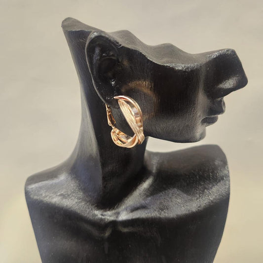 Rose gold twined and textured hoop earrings