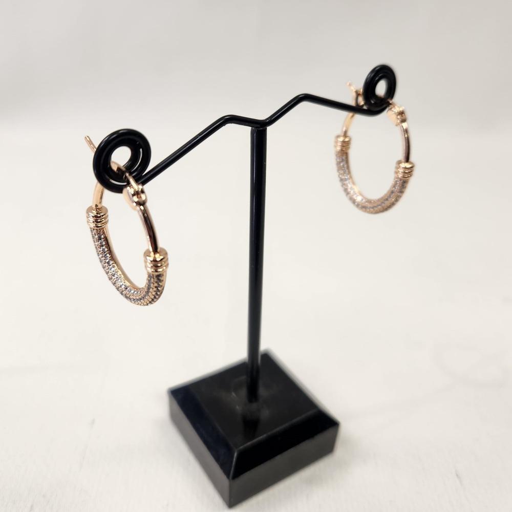 Mid size hoop earrings with fine clear stone setting