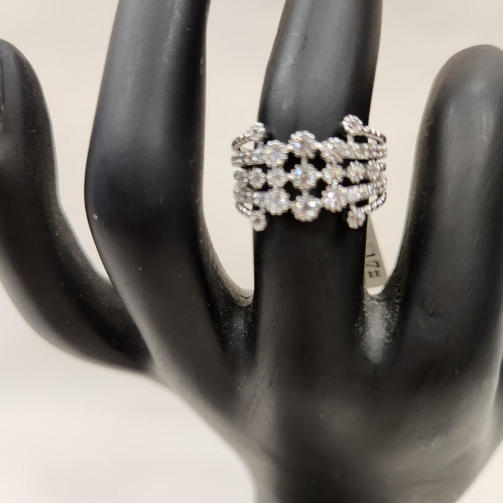 Another view of Classic multiple strand ring with cubic zirconia 