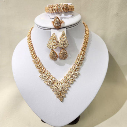 Elegant five piece gold cubic zirconia jewelry set