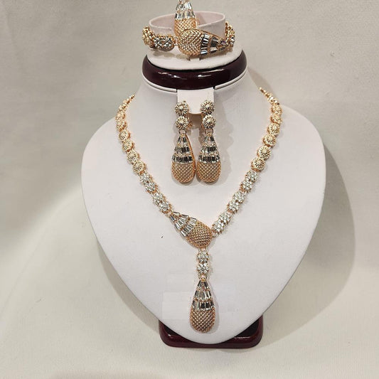 Elegant five piece gold frame jewelry set