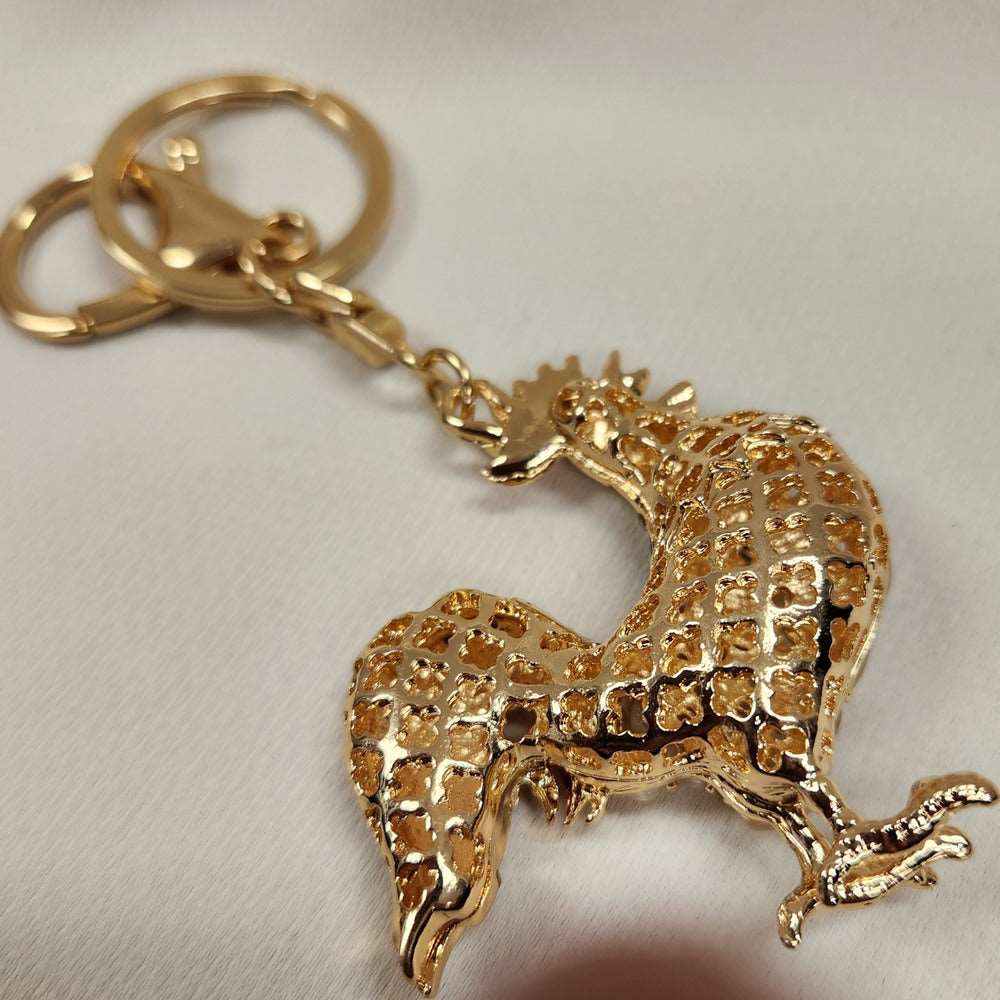 Reverse side view of Beautiful rooster shaped purse charm