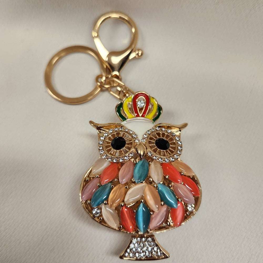 Colorful owl shaped purse charm