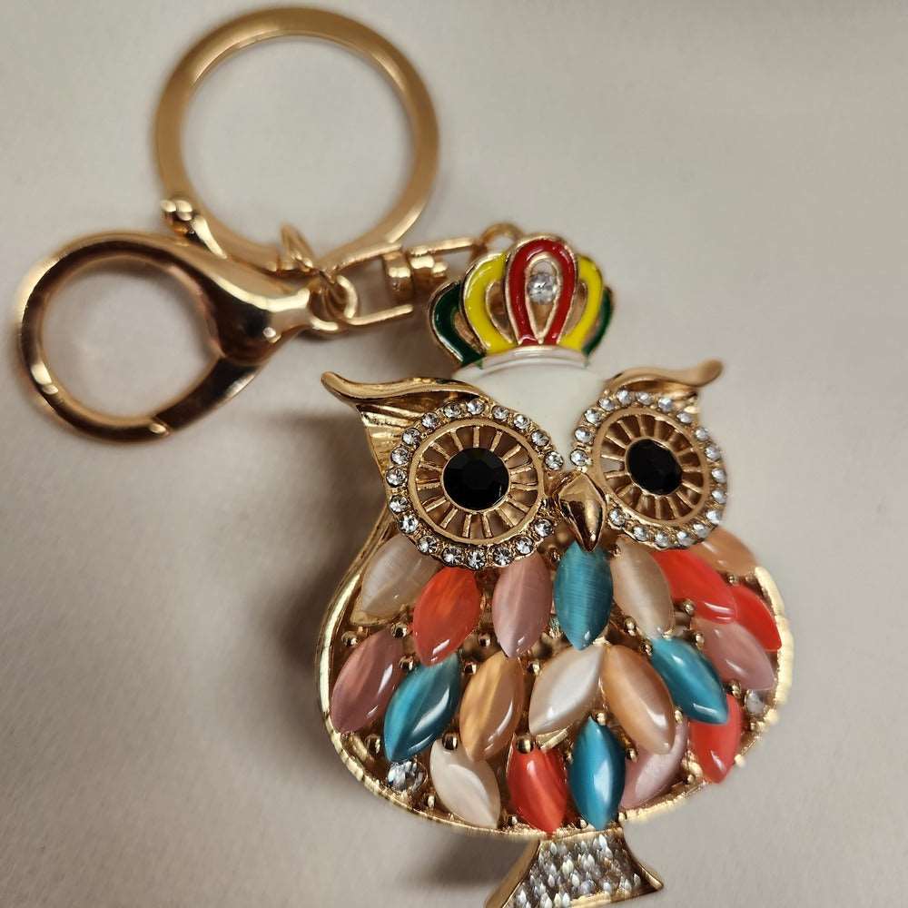 Another view of Colorful owl shaped purse charm