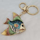 Colorful stone studded fish shaped purse charm