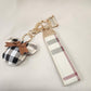 Plaid pattern purse charm with key ring