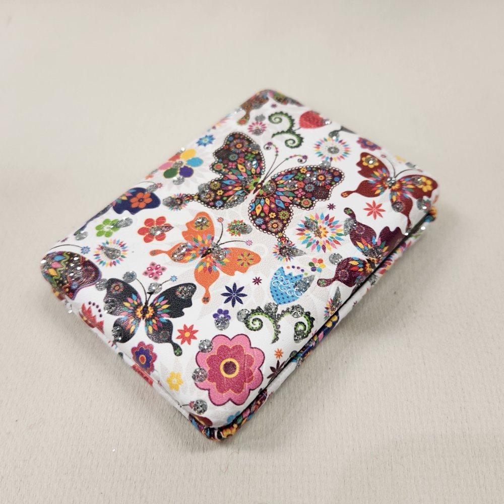 Colorful rectangular pocket mirror in butterfly pattern