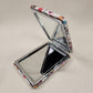 Colorful rectangular pocket mirror in butterfly pattern when opened