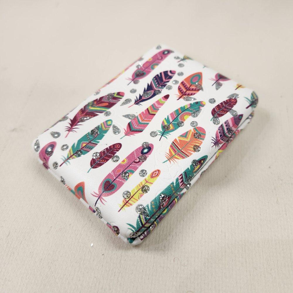 Pocket mirror in vibrant feather print
