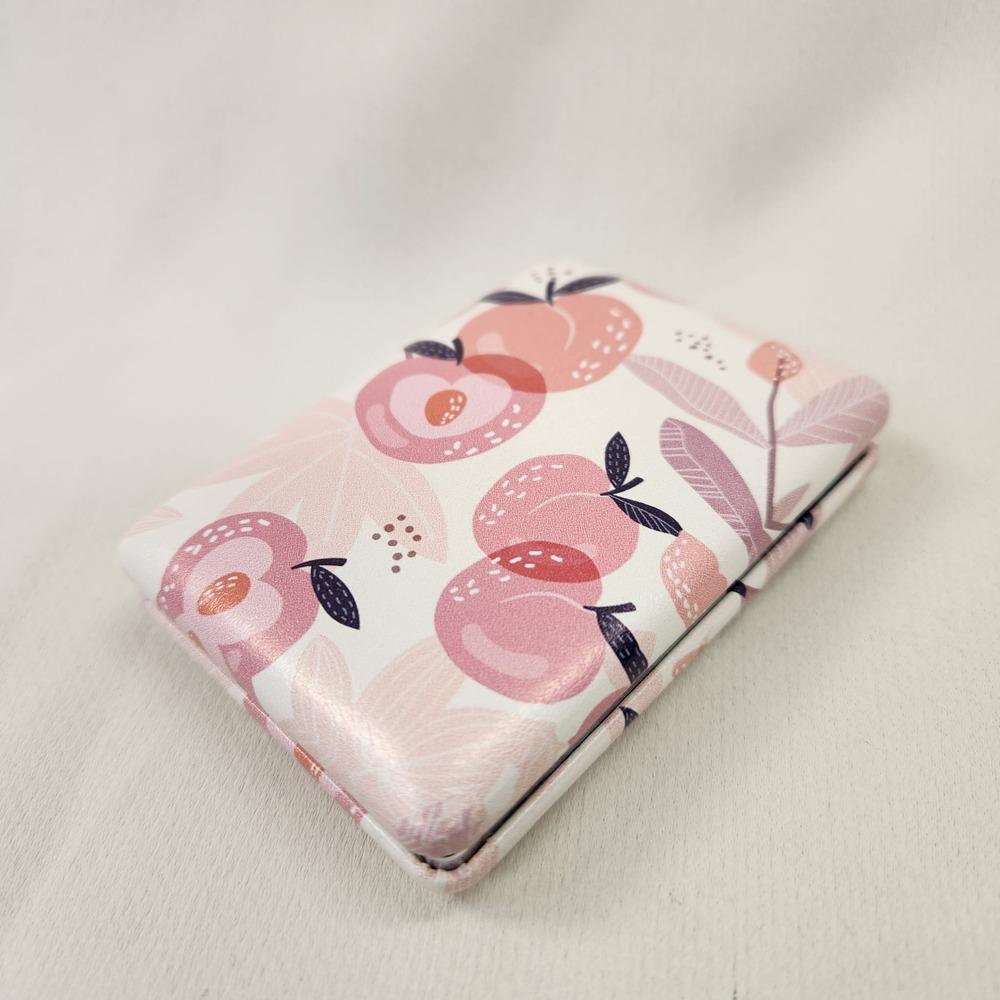 Beautiful peach print pocket mirror 