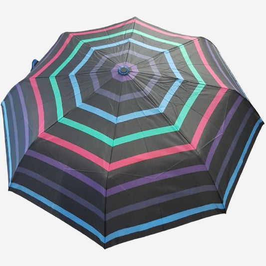 Colorful striped umbrella when opened