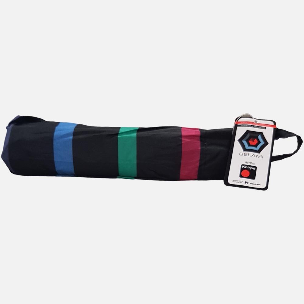 Colorful striped umbrella when packed