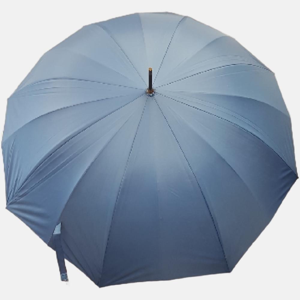 Blue outer canopy of double canopy umbrella