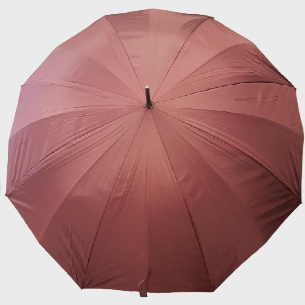 View of outer canopy of burgundy umbrella