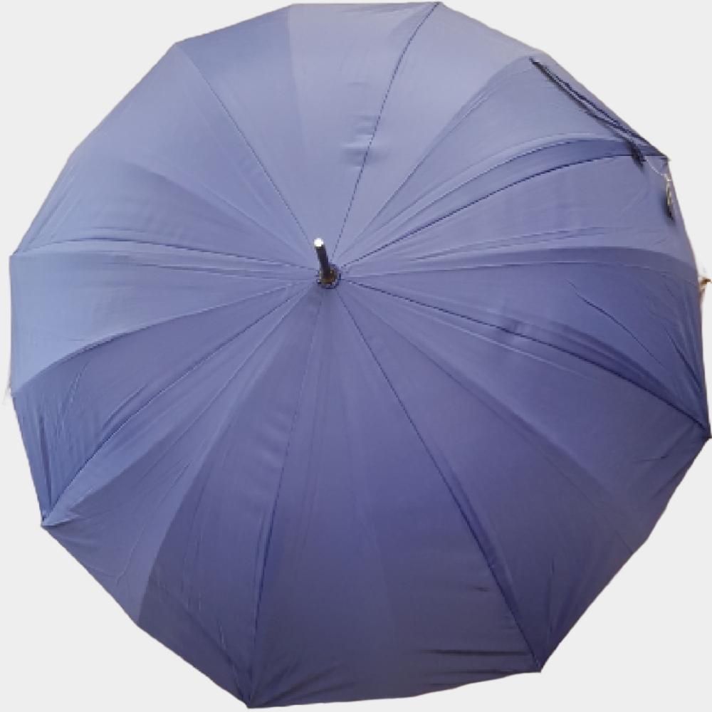 View of outer canopy of royal blue umbrella