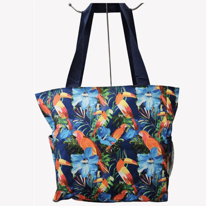 Hawaiian print bag with top handles