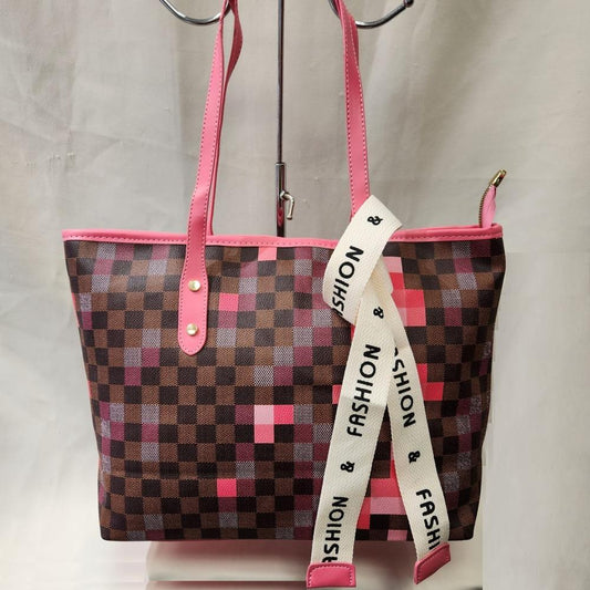Multicolored checkered print handbag
