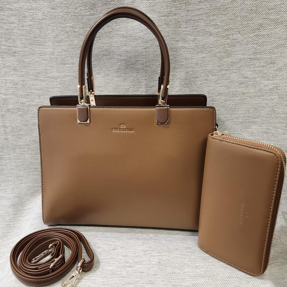 Another view of Elegant handbag in shades of brown with wallet