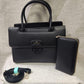 Another view of Elegant black handbag with same color wallet