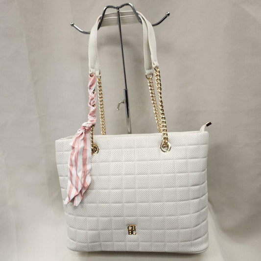 Elegant Off white quilted artificial leather handbag