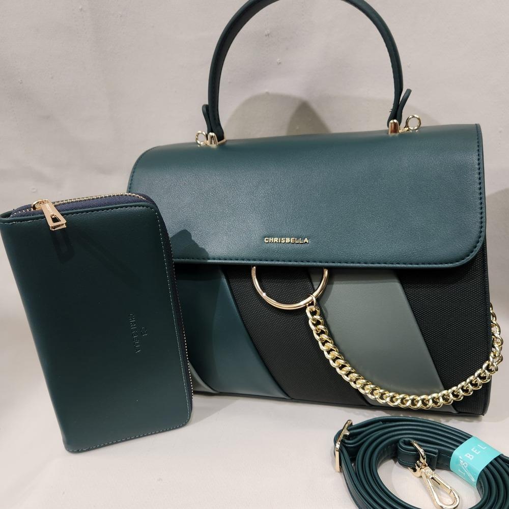 Alternative view of Teal green color graded handbag with wallet