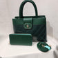 Alternative view of Mid size green patent front handbag with wallet